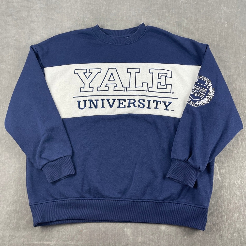 Yale University Primark‎ Men S Navy Blue Sweatshirt Colorblock Embroidered Crest